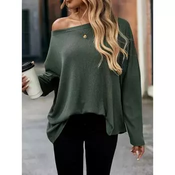 Женская повседневная футболка свободного кроя с застежкой на пуговицы S армия зеленый