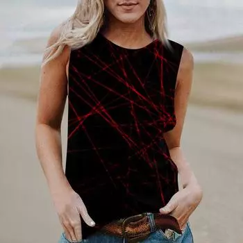 Женская повседневная футболка-топ без рукавов с круглым вырезом и принтом на Хэллоуин M розовый