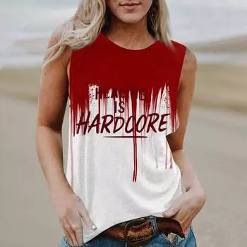 Женская повседневная футболка-топ без рукавов с круглым вырезом и принтом на Хэллоуин S белый