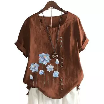 Женская повседневная хлопковая футболка с принтом, 11 цветов S кофейный