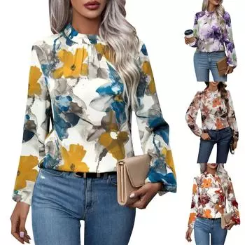 Женская повседневная и модная цветная картина с крупным цветком снизу вверх L синий