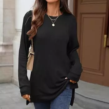 Женская повседневная и модная футболка с круглым вырезом, геометрическим принтом, свободного кроя, с длинными рукавами L