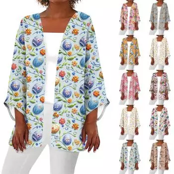 Женская повседневная и модная легкая куртка средней длины с принтом, кардиган, кардиган XXXXL