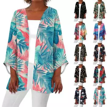 Женская повседневная и модная легкая куртка средней длины с принтом, кардиган, кардиган XXL