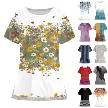 Женская повседневная карманная форма с круглым вырезом и защитной рабочей униформой с открытым подолом L чёрный