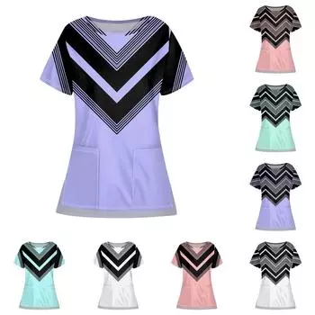 Женская повседневная карманная форма с круглым вырезом и защитной рабочей униформой с открытым подолом L чёрный