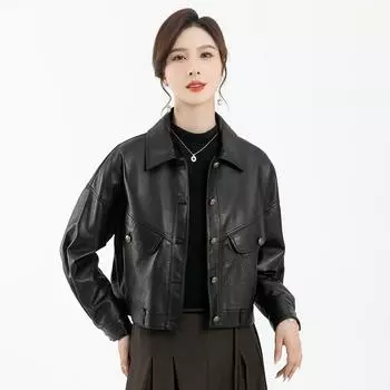 Женская повседневная кожаная куртка из натуральной овчины, маленькая и короткая, новая осенне-зимняя меховая куртка M