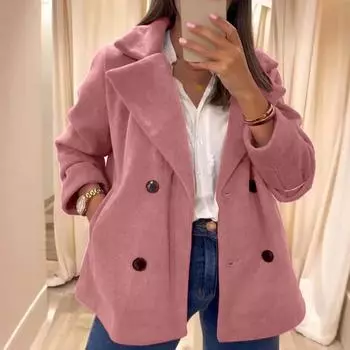 Женская повседневная куртка из твида с карманами на лацканах, повседневные топы, куртки, пальто M розовый