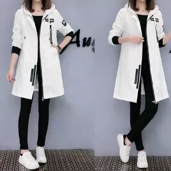 Женская повседневная куртка с капюшоном Бейсбольная форма S белый