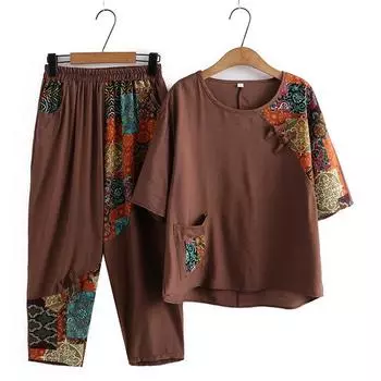 Женская повседневная летняя модная одежда больших размеров, свободные хлопковые льняные короткие укороченные брюки, комплект из двух предметов XXXXL чёрный