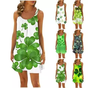 Женская повседневная летняя свободная юбка без рукавов с принтом, платье-комбинация L