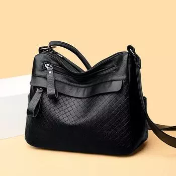 Женская повседневная многослойная сумка через плечо большой вместимости среднего возраста чёрный