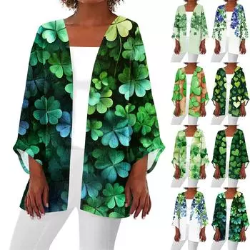 Женская повседневная мода Caot Printed Lightweight Medium Long Jacket Cardigan S