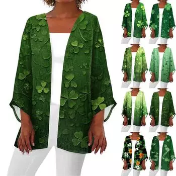 Женская повседневная мода Caot Printed Lightweight Medium Long Jacket Cardigan XXXXXL