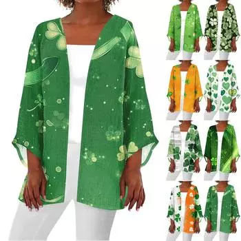 Женская повседневная мода Caot Printed Lightweight Medium Long Jacket Cardigan XXXXXL