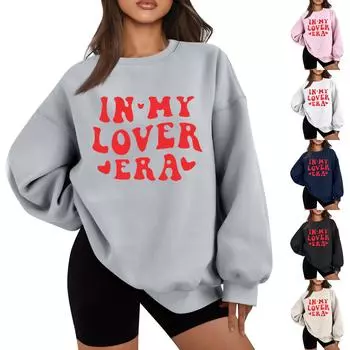 Женская повседневная мода карнавальный принт длинный рукав O-образный вырез толстовки пуловер топ XL чёрный