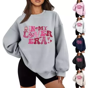 Женская повседневная мода карнавальный принт длинный рукав O-образный вырез толстовки пуловер топ S чёрный