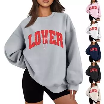 Женская повседневная мода карнавальный принт длинный рукав O-образный вырез толстовки пуловер топ S тёмно-синий