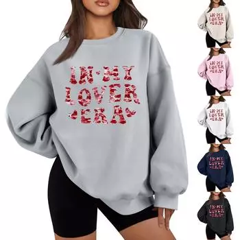 Женская повседневная мода карнавальный принт длинный рукав O-образный вырез толстовки пуловер топ S розовый