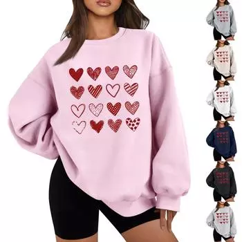 Женская повседневная мода карнавальный принт длинный рукав O-образный вырез толстовки пуловер топ XXL чёрный