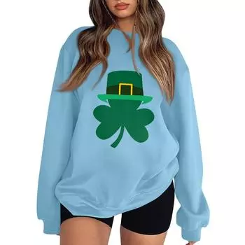 Женская повседневная мода ко Дню святого Валентина с принтом, длинным рукавом, круглым вырезом, толстовки, пуловеры, топы L синий