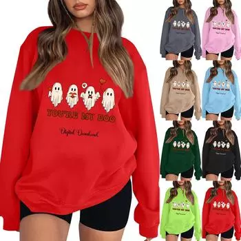 Женская повседневная мода ко Дню святого Валентина с принтом, длинным рукавом, круглым вырезом, толстовки, пуловеры, топы XXL