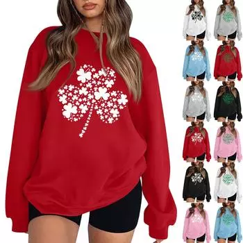 Женская повседневная мода ко Дню святого Валентина с принтом, длинным рукавом, круглым вырезом, толстовки, пуловеры, топы L синий