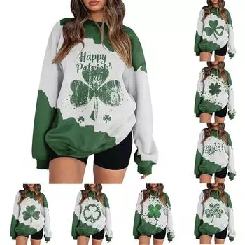Женская повседневная мода ко Дню святого Валентина с принтом, длинным рукавом, круглым вырезом, толстовки, пуловеры, топы L армия зеленый