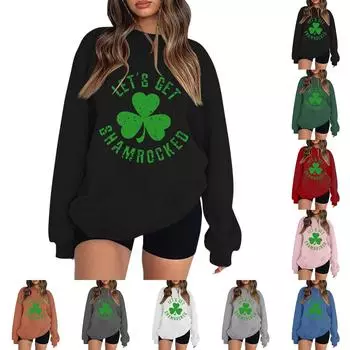 Женская повседневная мода ко Дню святого Валентина с принтом, длинным рукавом, круглым вырезом, толстовки, пуловеры, топы L армия зеленый