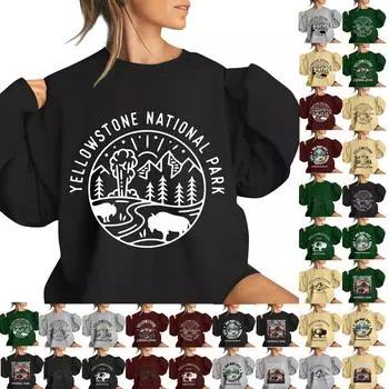 Женская повседневная мода ко Дню святого Валентина с принтом, длинным рукавом, круглым вырезом, толстовки, пуловеры, топы L чёрный