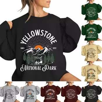 Женская повседневная мода ко Дню святого Валентина с принтом, длинным рукавом, круглым вырезом, толстовки, пуловеры, топы L армия зеленый