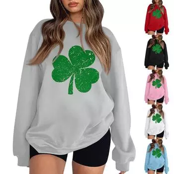 Женская повседневная мода ко Дню святого Валентина с принтом, длинным рукавом, круглым вырезом, толстовки, пуловеры, топы L синий