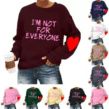 Женская повседневная мода ко Дню святого Валентина с принтом, длинным рукавом, круглым вырезом, толстовки, пуловеры, топы S розовый