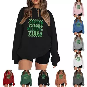 Женская повседневная мода ко Дню святого Валентина с принтом, длинным рукавом, круглым вырезом, толстовки, пуловеры, топы XXXL чёрный