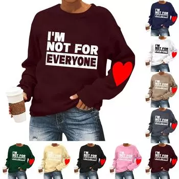 Женская повседневная мода ко Дню святого Валентина с принтом, длинным рукавом, круглым вырезом, толстовки, пуловеры, топы XL чёрный