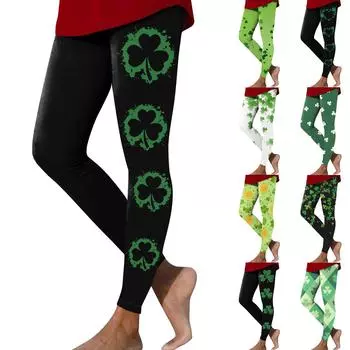 Женская повседневная мода Outdoor St. Штаны для йоги с принтом Патрика Slim Stretch Nine Minute L армия зеленый