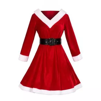 Женская повседневная мода рождественские платья с капюшоном платья L красный