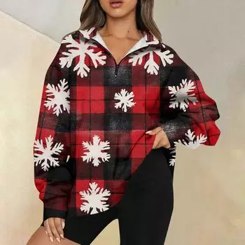 Женская повседневная мода с длинным рукавом и принтом, свободный свитшот на молнии M