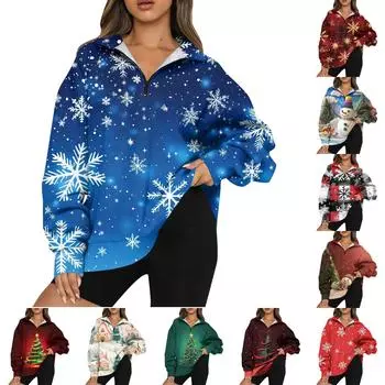 Женская повседневная мода с длинным рукавом и принтом, свободный свитшот на молнии XL