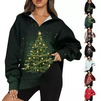 Женская повседневная мода с длинным рукавом и принтом, свободный свитшот на молнии L