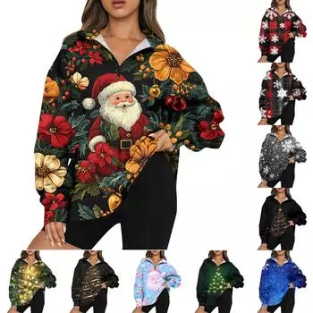 Женская повседневная мода с длинным рукавом и принтом, свободный свитшот на молнии XXL золотой