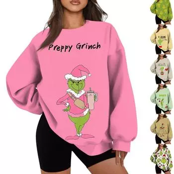 Женская повседневная мода с длинным рукавом и принтом, с круглым вырезом, свободная толстовка L