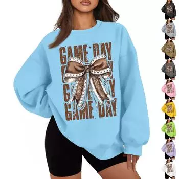 Женская повседневная мода с длинным рукавом и принтом, с круглым вырезом, свободная толстовка XL