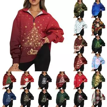 Женская повседневная мода с длинным рукавом и принтом, свободный свитшот на молнии XXL