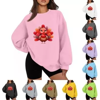 Женская повседневная мода с длинным рукавом и принтом, с круглым вырезом, свободная толстовка XL