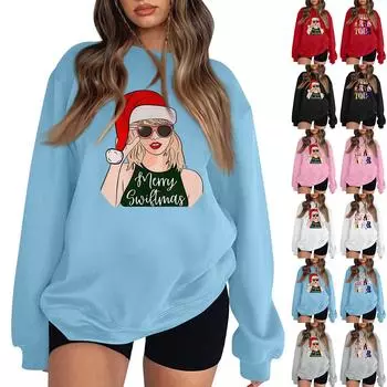 Женская повседневная мода с длинным рукавом и круглым вырезом, толстовки, пуловеры, топы L синий