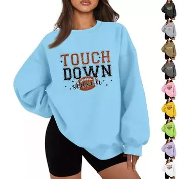 Женская повседневная мода с длинным рукавом и принтом, с круглым вырезом, свободная толстовка XXL