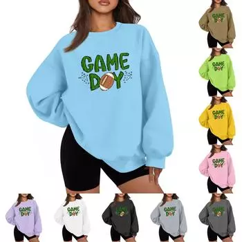 Женская повседневная мода с длинным рукавом и принтом, с круглым вырезом, свободная толстовка L