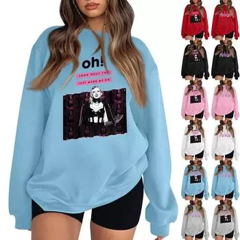 Женская повседневная мода с длинным рукавом и круглым вырезом, толстовки, пуловеры, топы L винный