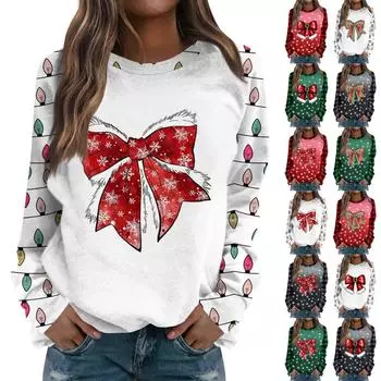 Женская повседневная мода с графическим принтом, винтажный повседневный принт, длинный рукав, О-образный вырез, пуловер, топ, блузка XXXL
